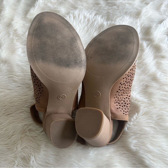 Cognac Brown Peep Toe Ankle Block Heal Bootie - Picture 6 of 8